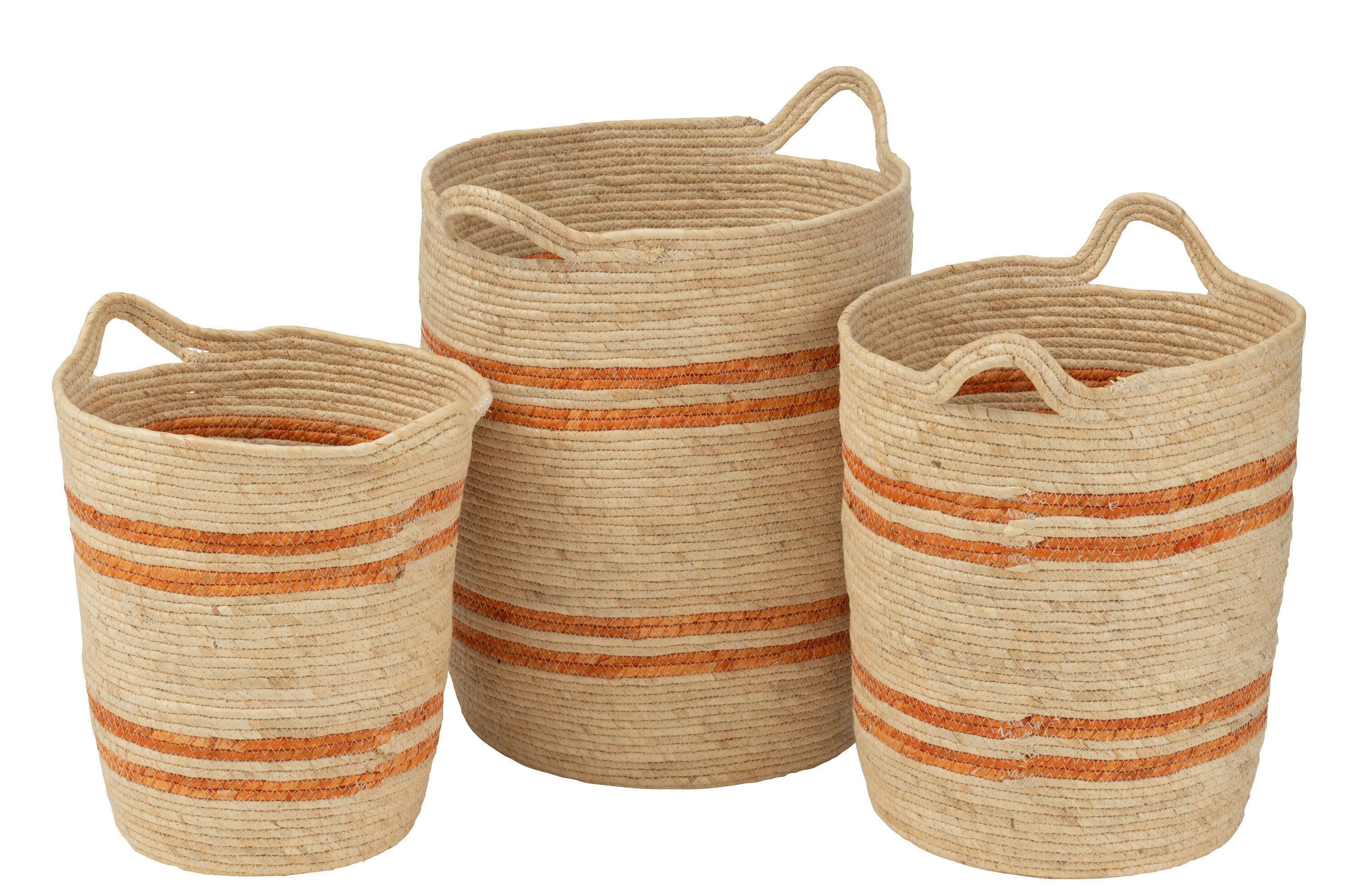 J-Line mand Strepen + Handvat - textiel - naturel oranje -