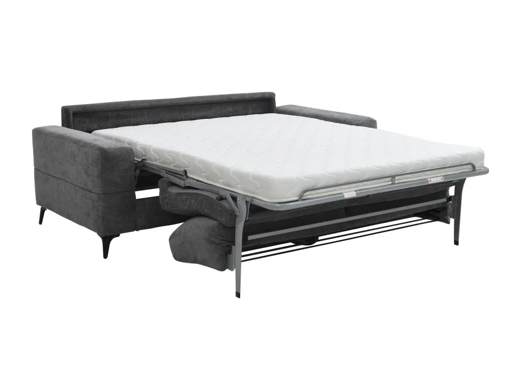 Sofá cama Nidovia de 3 plazas en tela de apertura rápida color gris antracita. owg2911939