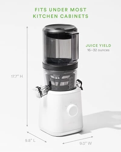 J2 Cold Press Juicer Self Feeding for Hands Free Operation with Wide Mouth Hopper for Whole Recipe Loading, Zero Waste Masticating Juicer For More Juice, Less Pulp Easy Cleanup & Assembly