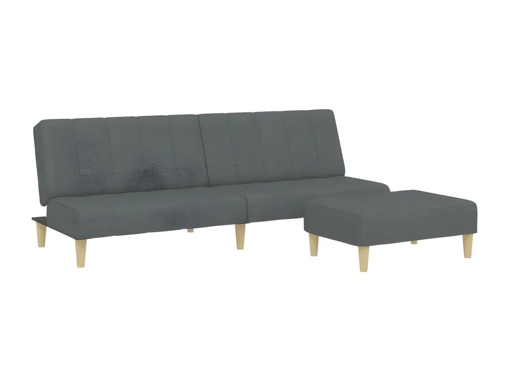 Sofá cama de 2 plazas con taburete tela gris oscuro 03485BHKB