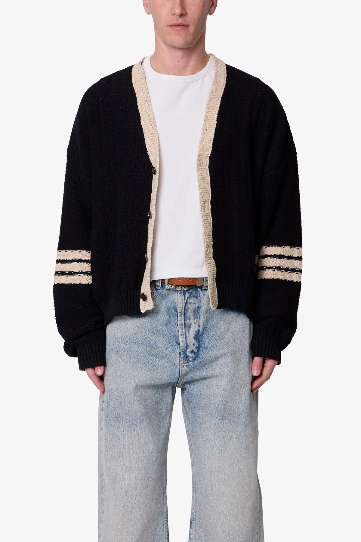 Collegiate Cardigan Sweater - Black/Brown