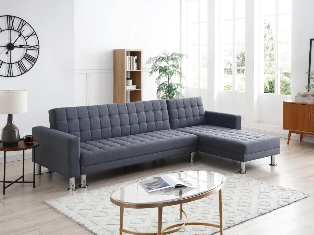 Sofá cama esquinero y reversible de tela gris Hogarve II 03937pwim