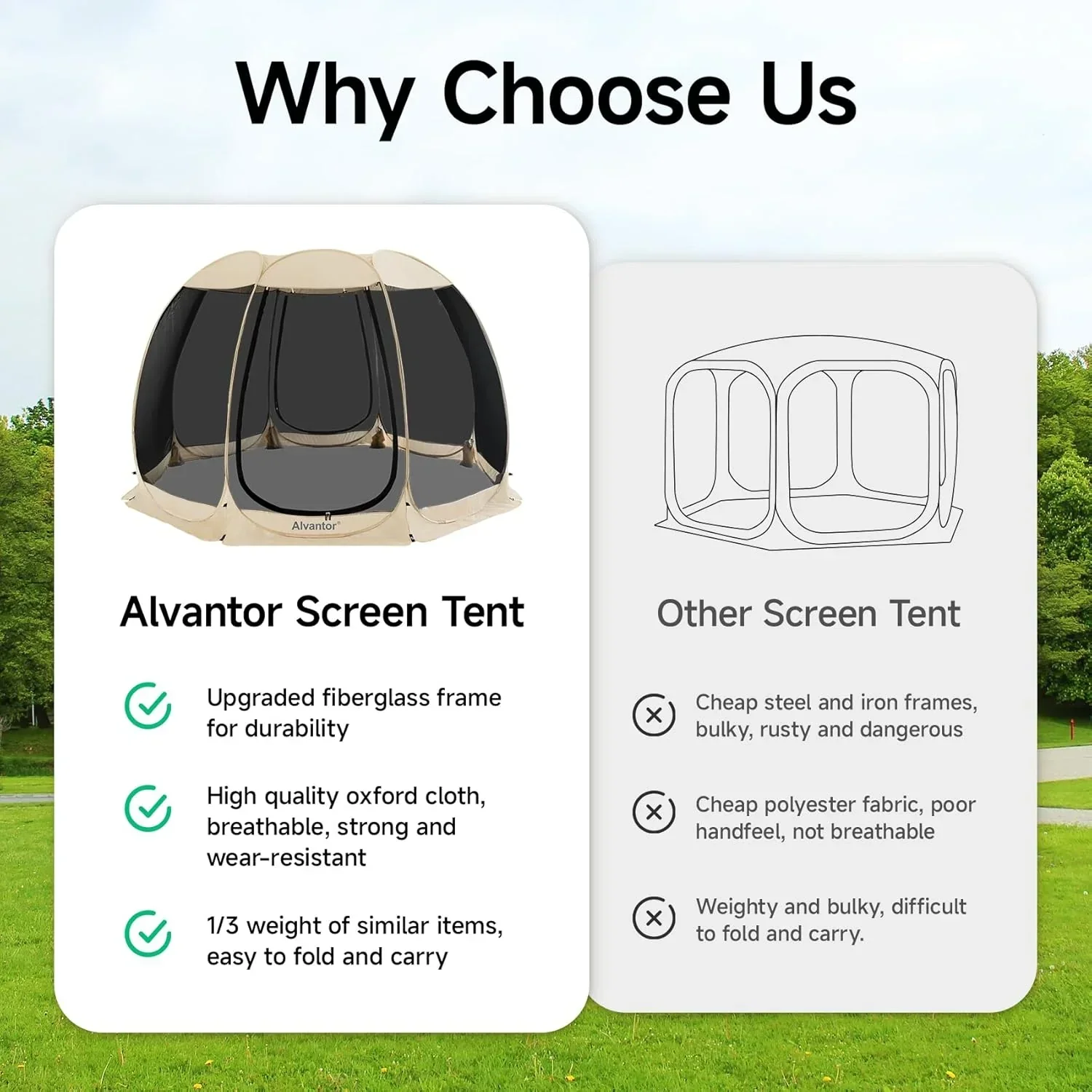 Screen gazebo sleeps 6-10-15 people Igloo-style canopy tent mosquito net on the sides Perfect