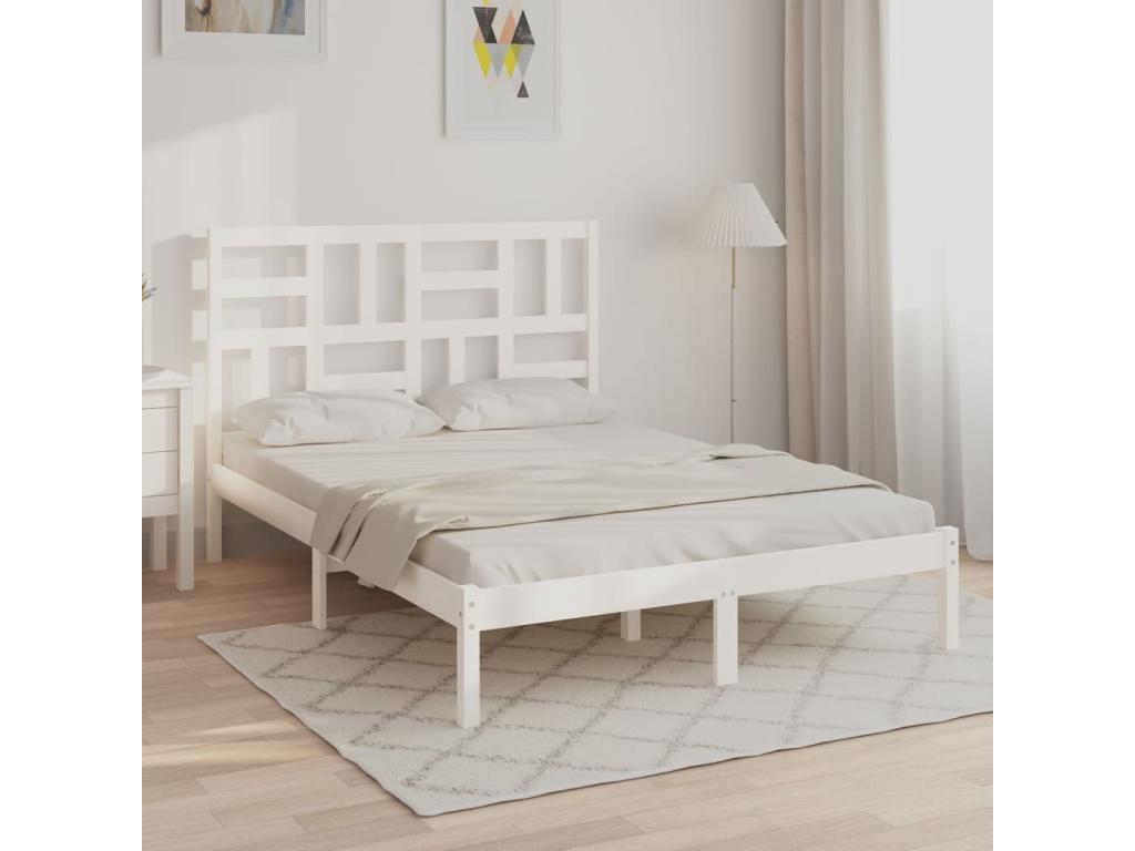 Día y Noche - Día y Noche Estructura de cama doble pequeña madera maciza blanca 120x190cm
