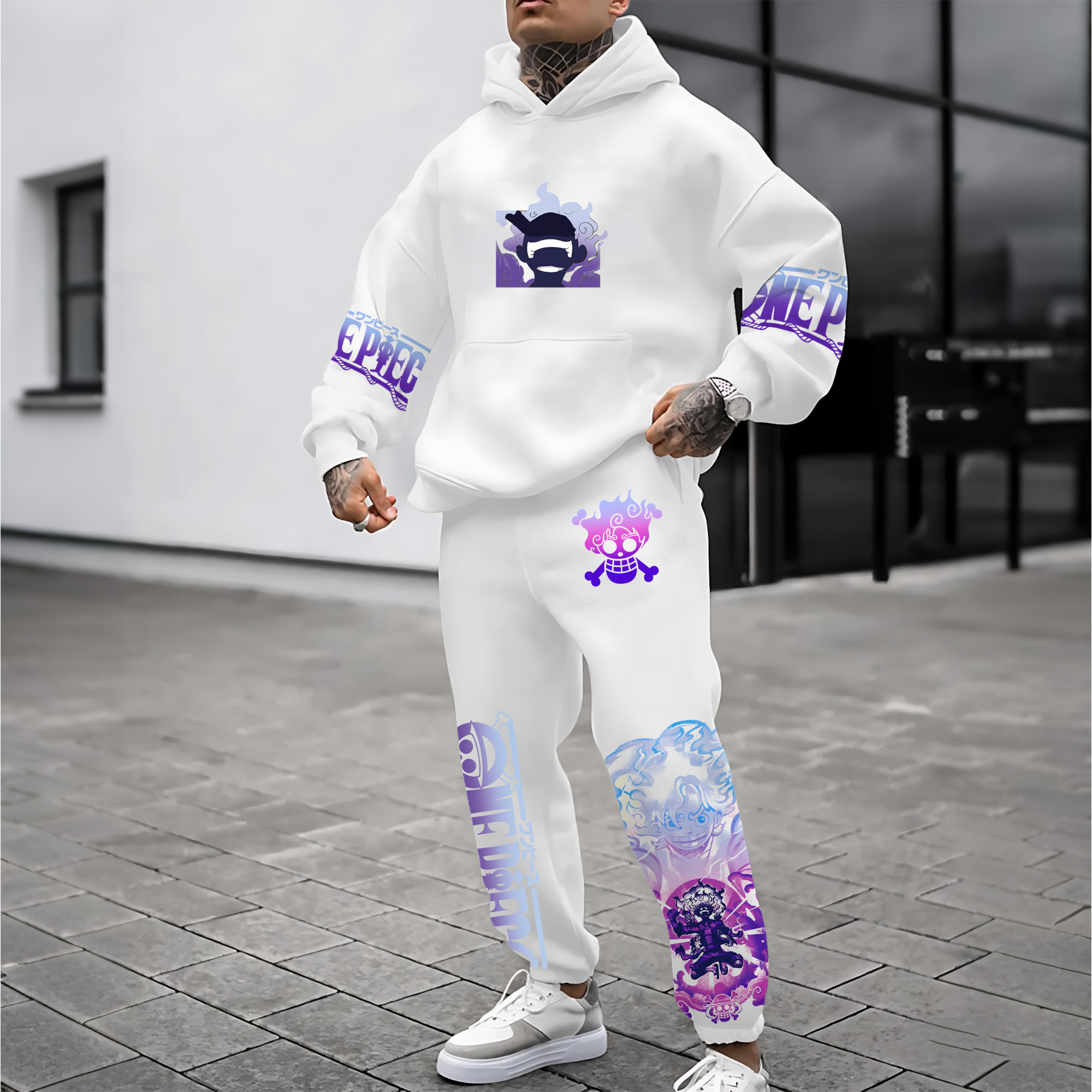 Unisex Anime 3D Print Fleece Hoodie and Pants Set