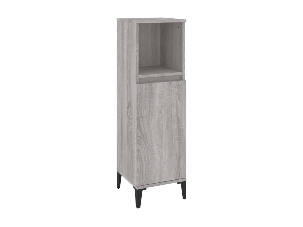 Armario de baño madera contrachapada gris Sonoma 30x30x100 cm
