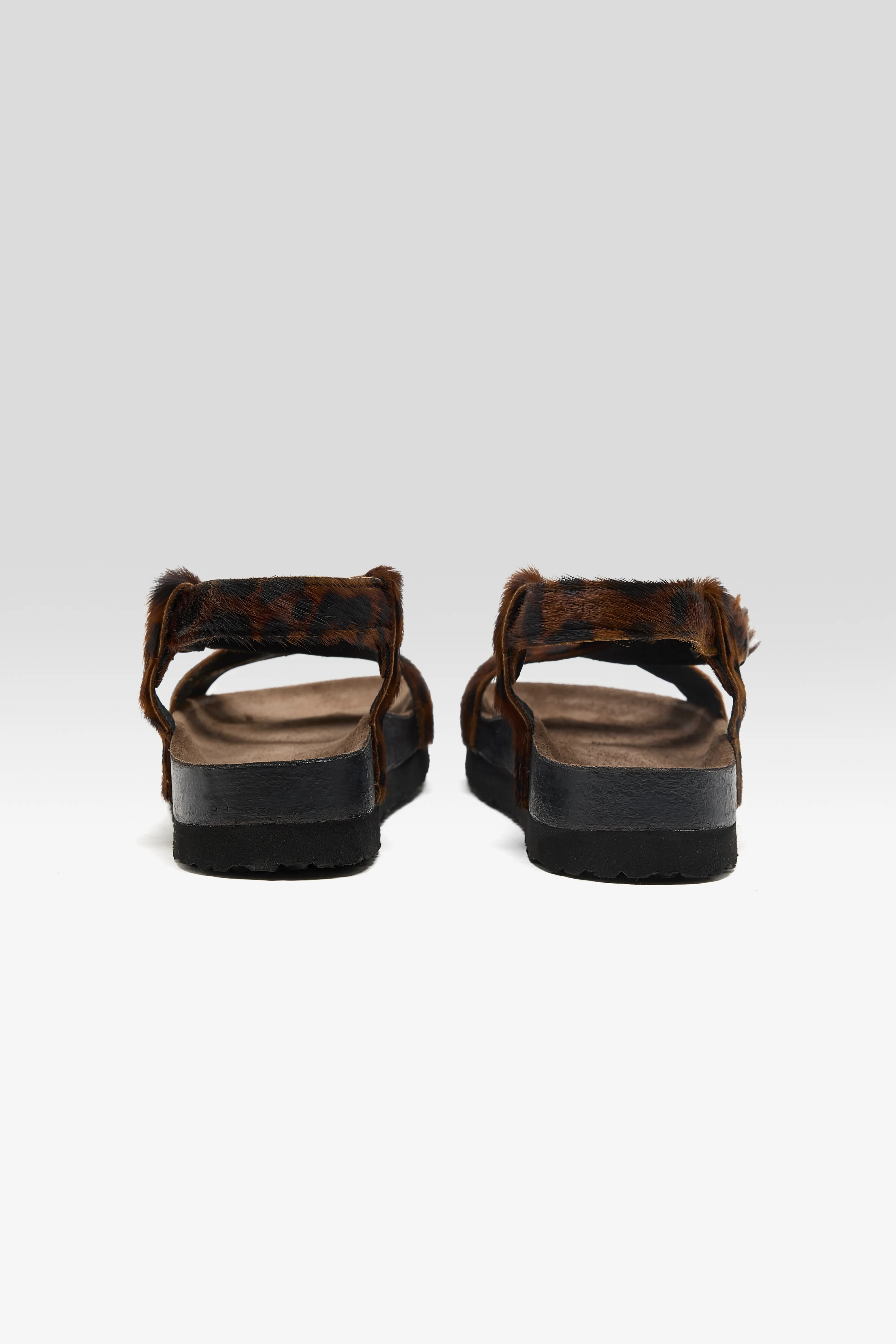 Bellerose Cheetah Ponyhair Cross Strap Sandals  (261 / W / BROWN)