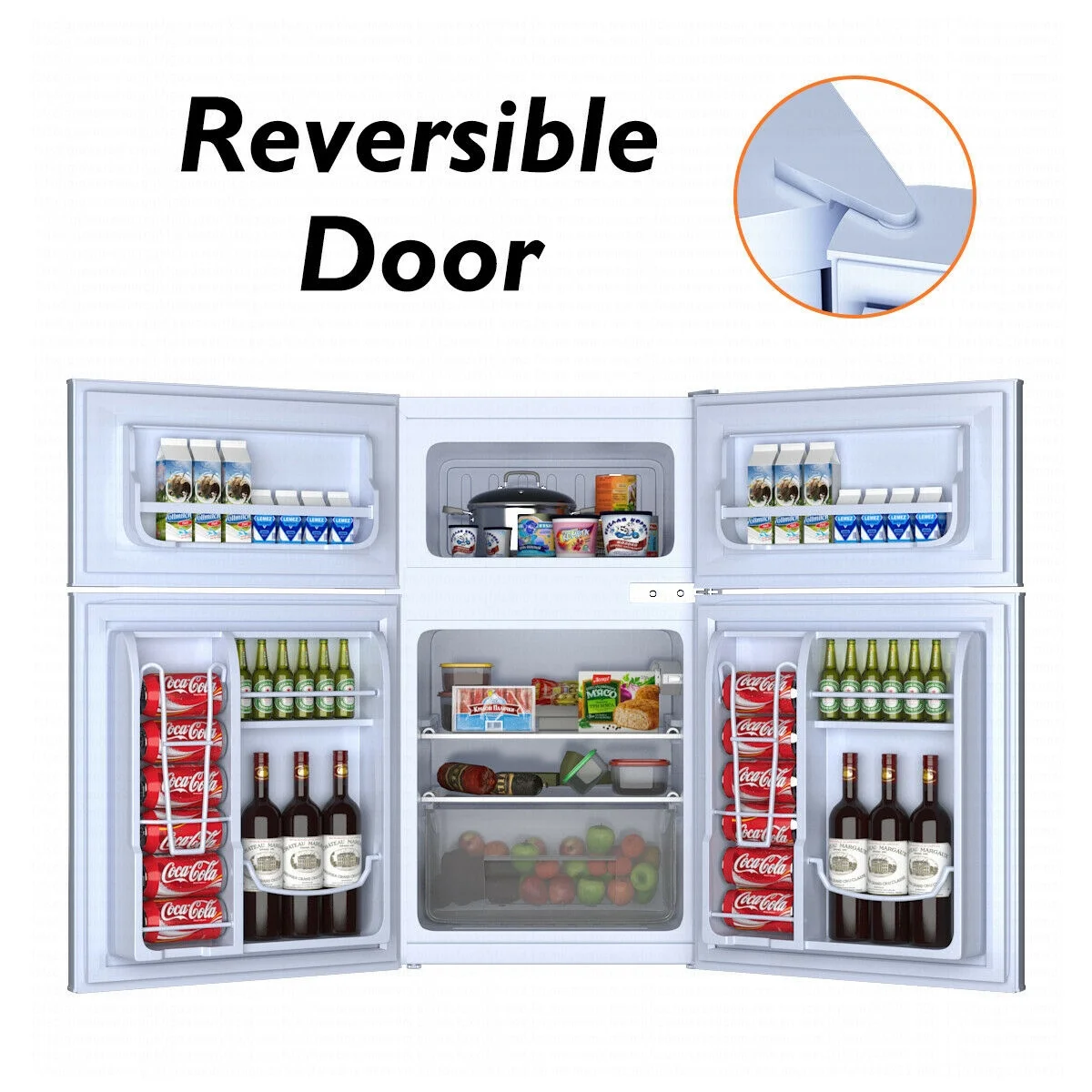 Costway Refrigerator Small Freezer Cooler Fridge Compact 3.2 cu ft. Unit, Grey - Image 13