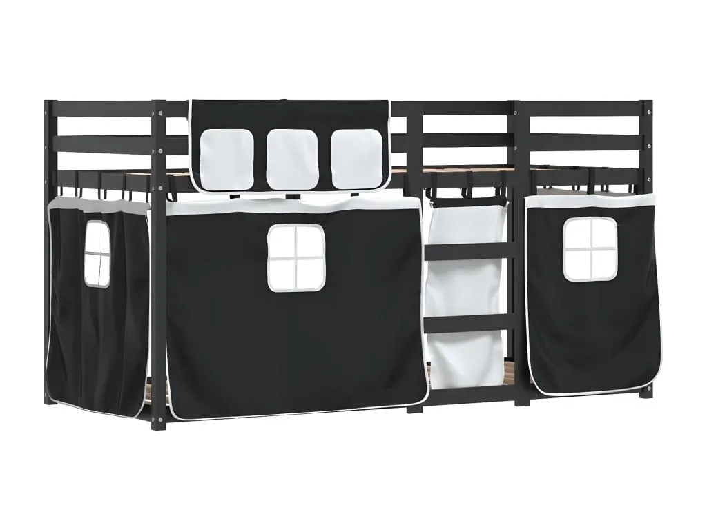 Litera con cortinas Decoesp maciza Decoesp blanco y negro 90x200 cm NLWC41446