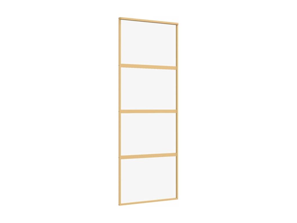 Puerta corredera dorada 76x205 cm cristal ESG transparente y aluminio
