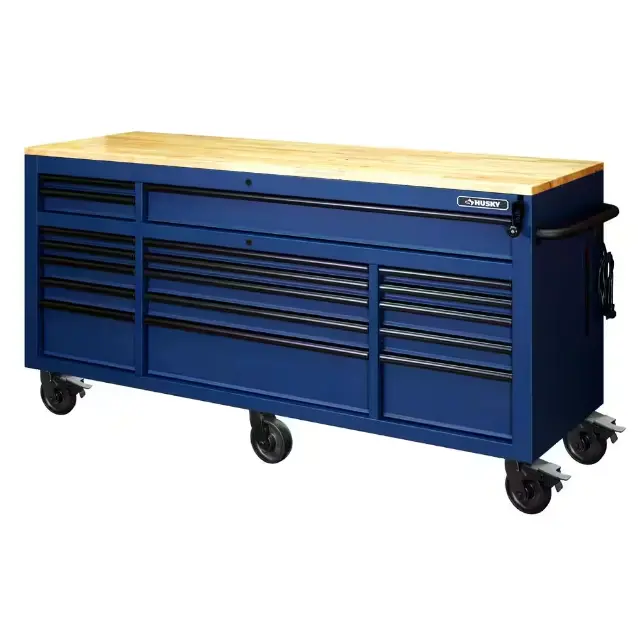 72 Inch Gloss Black Mobile Workbench Tool Chest With Casters And 18 Drawers - Image 4 72 Inch Gloss Black Mobile Workbench Tool Chest With Casters And 18 Drawers - Image 4