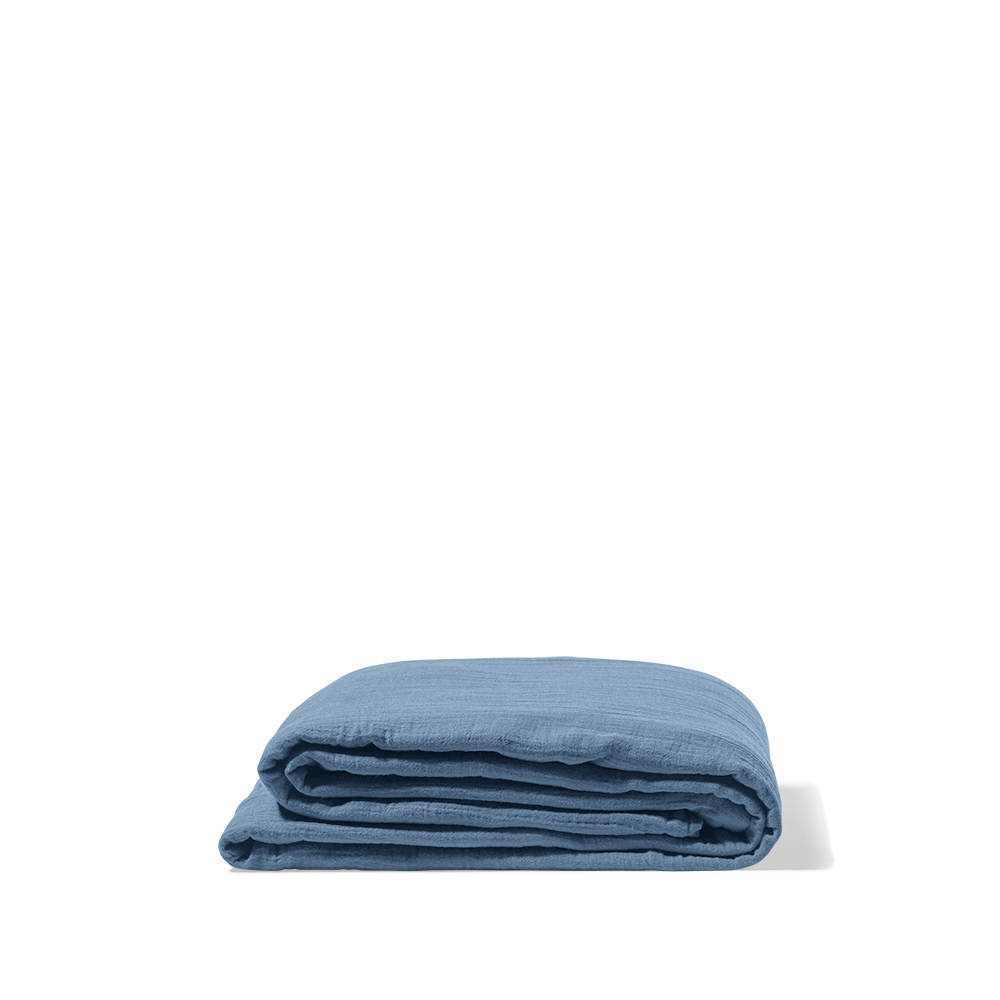 Drap plat en gaze de coton - Bleu Zinc