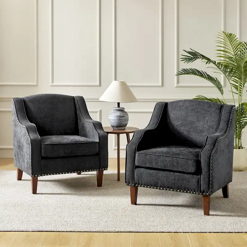 Set of 2 Lucretius Armchairs with Nailhead Trim by HULALA HOME