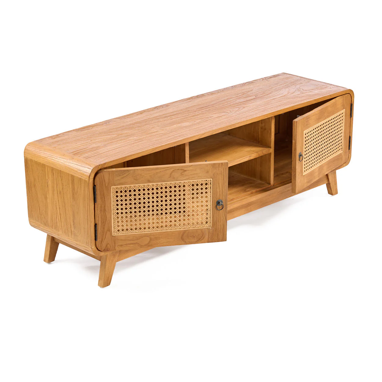 DUNE TV CABINET - NATURAL, TEAK & RATTAN