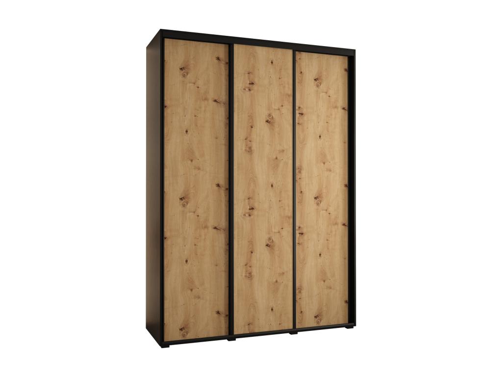 ARMARIO DAVOS 1 DE PUERTAS CORREDERAS 235,2/180/45 3 puertas (Negro/Artisan/Negro)
