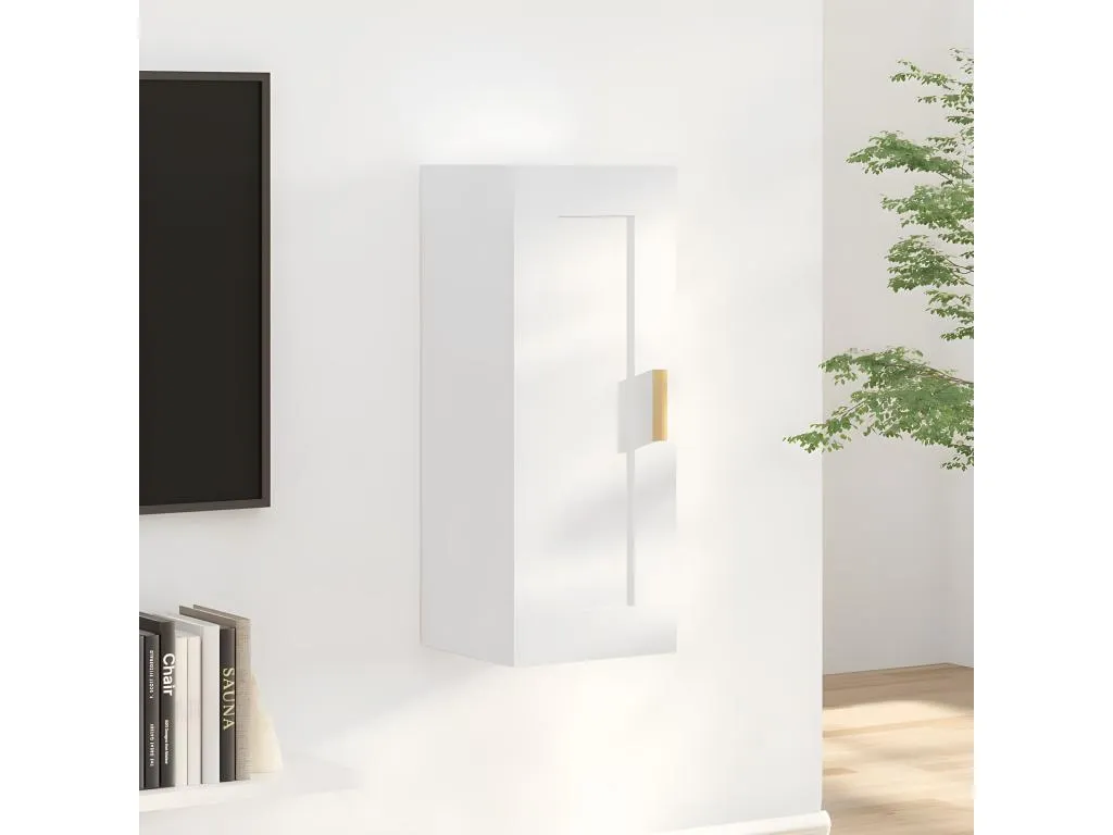 Armario de pared Alkifurniturees de ingeniería blanco brillo 35x34x90 cm EZQP58943