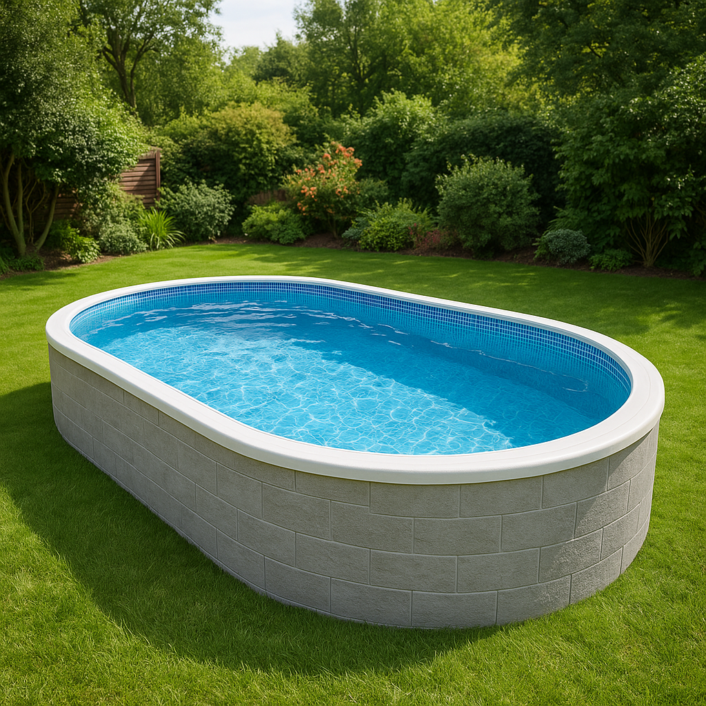 Ovalada Sí Piscina PVC Metal Jardín Piscina tubular ovalada gris piedra PVC y metal para jardín 488x305x107 cm aUmMvTm621pO