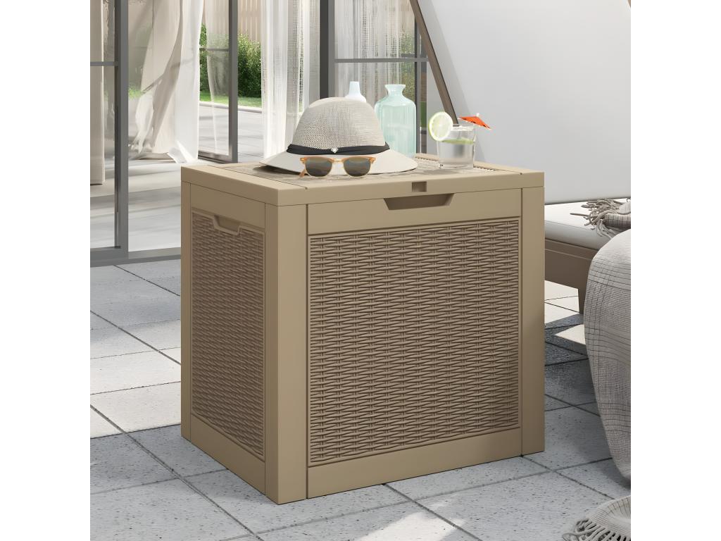Caja de almacenaje de jardín PP marrón claro 55,5x43x53 cm