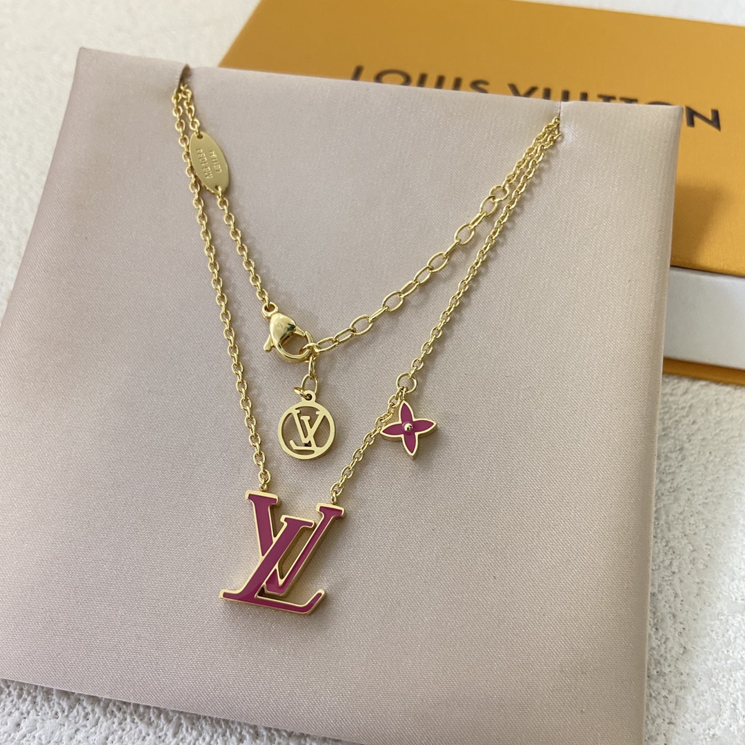 Louis Vuitton Color Enamel LV Pendant Necklace - Original Replica Club