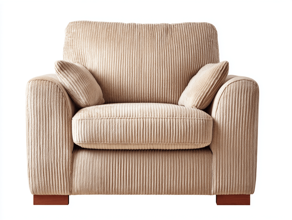 Sillón individual – tela de pana – beige – diseño contemporáneo – con dos cojines de brazo