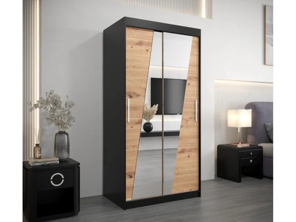 Armario Rhomb de puertas correderas 200/100/62 2 puertas (negro/artisan) 64489OPEO