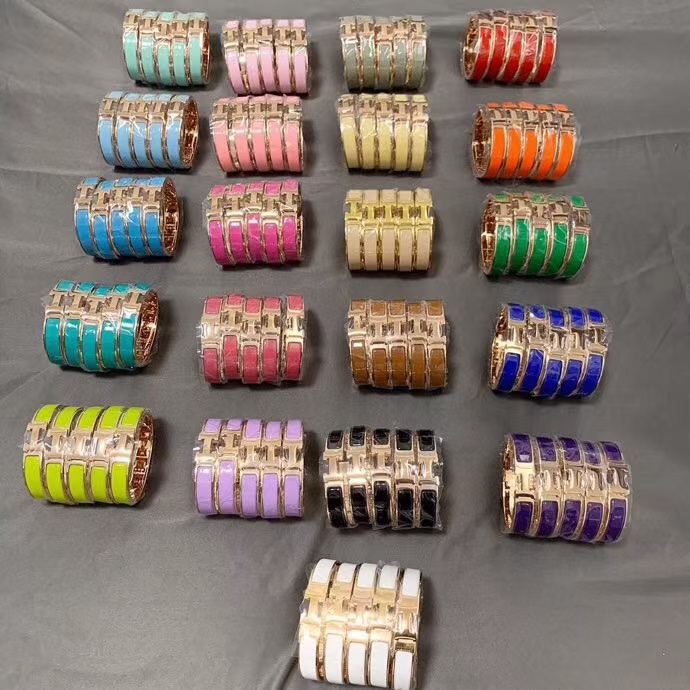 Hermes Wide H Enamel Bangle Bracelet - 21 Colors Available - Original Replica Club