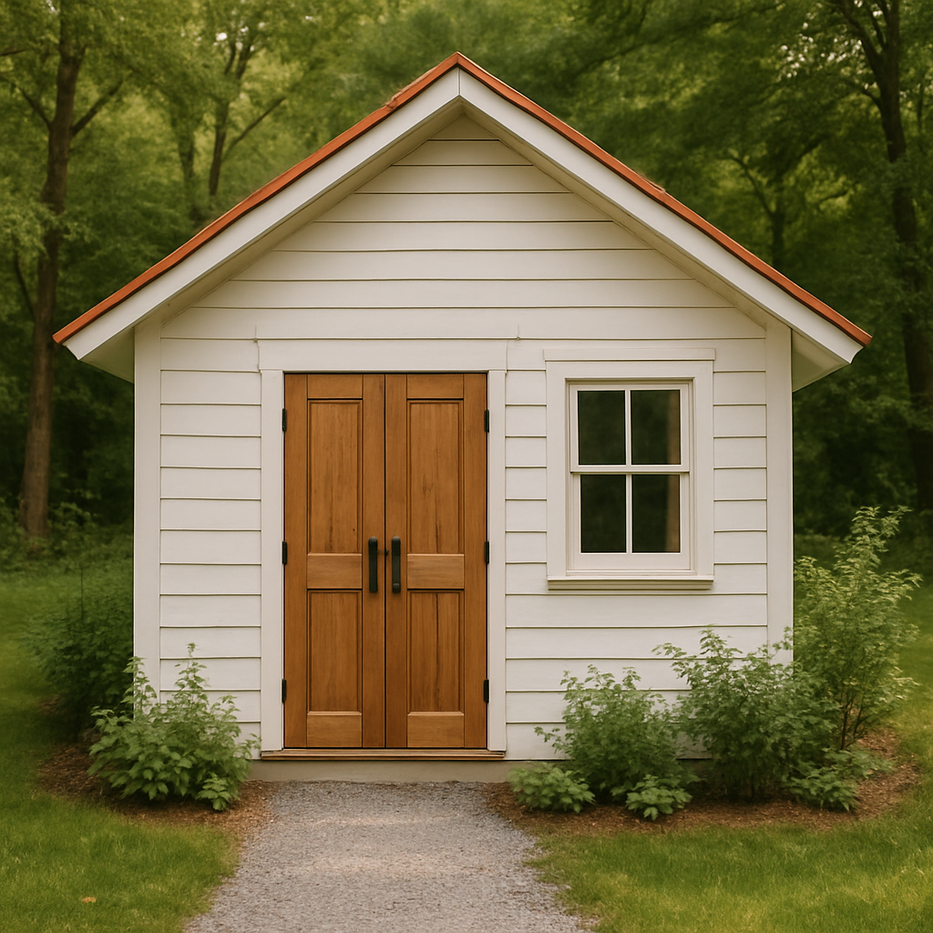 Caseta de jardín de resina Blanca Madera Exterior Bosque 250×210×280 cm