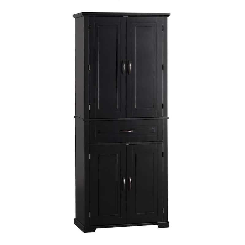 Armario de Almacenamiento Negro de 72.20 con Puertas, Cajón y Estantes Ajustables qw9776255