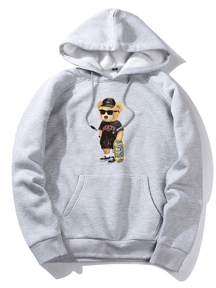 Skate Bear Print Hoodie