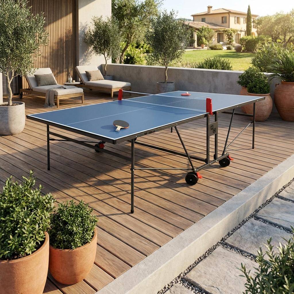 Mesa de ping pong interior - Mesa de ping pong interior plegable con 2 raquetas y 3 pelotas, 274cm