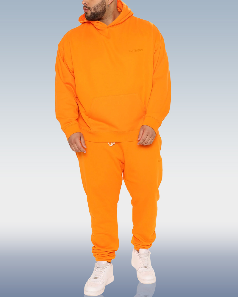 SUITMENS Men's Orange Hoodie Set