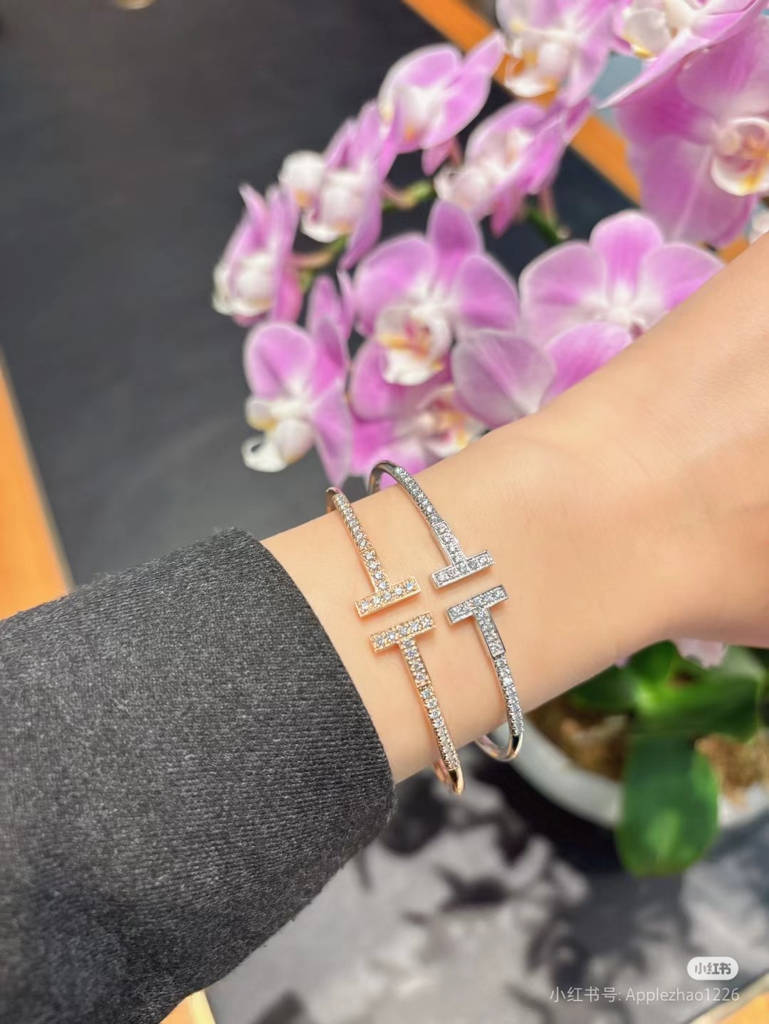 Tiffany Diamond Paved Double T Bangle Bracelet - Original Replica Club