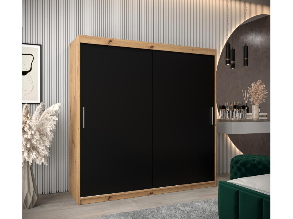 Armario TOKYO de puertas correderas 200/200/62 2 puertas (artisan/negro)