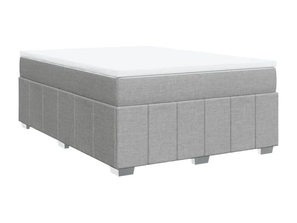 Cama box spring con colchón tela gris claro 140x190 cm jsk3520953