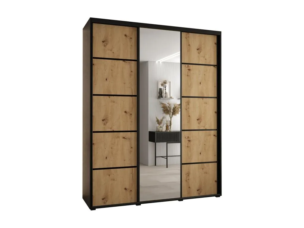 ARMARIO Hogarsens 5 DE PUERTAS CORREDERAS 235.2/200/45 3 puertas (Negro/Artisan/Negro)