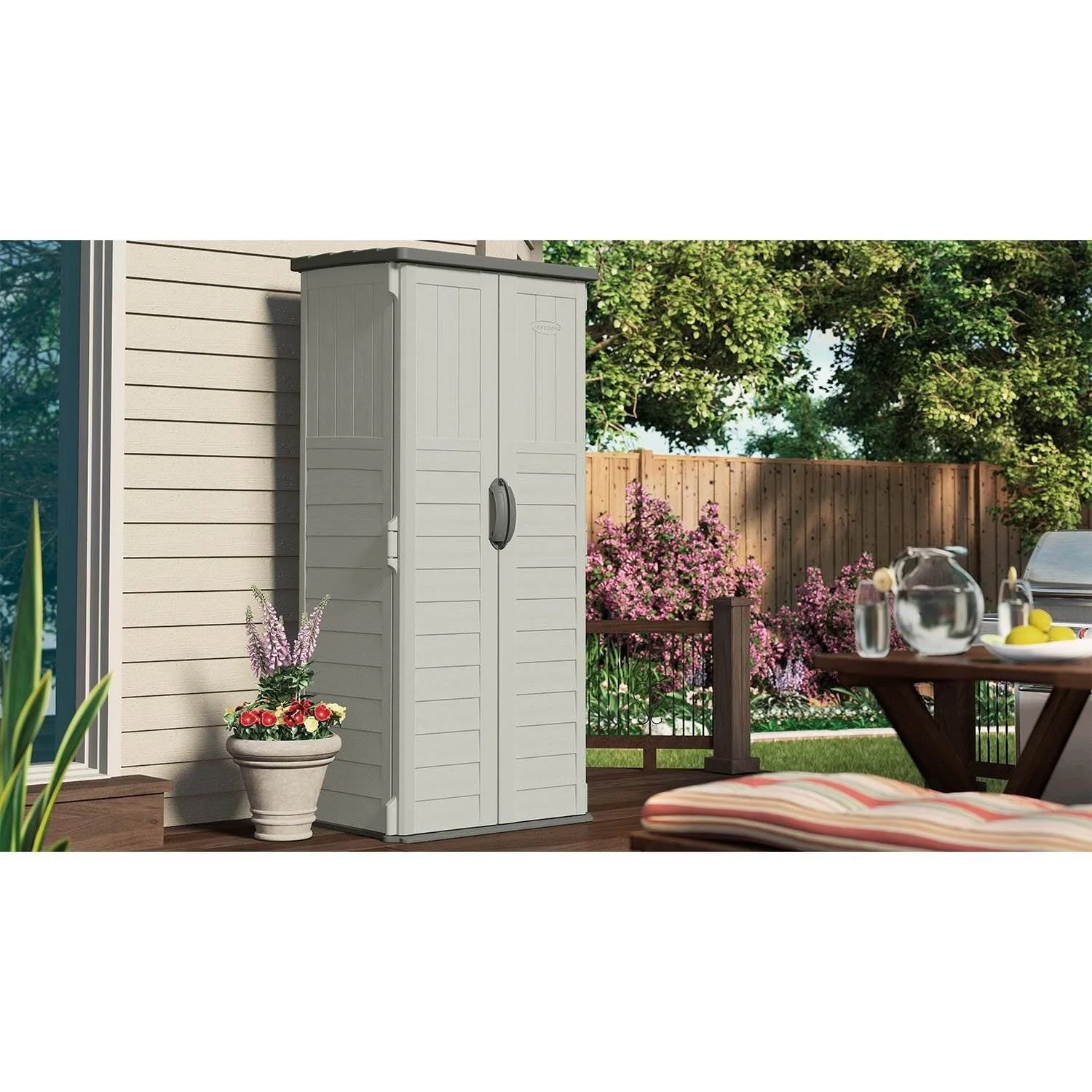 Suncast BMS1250 Resin Vertical Storage Shed Building, 22 cubic feet - Image 3