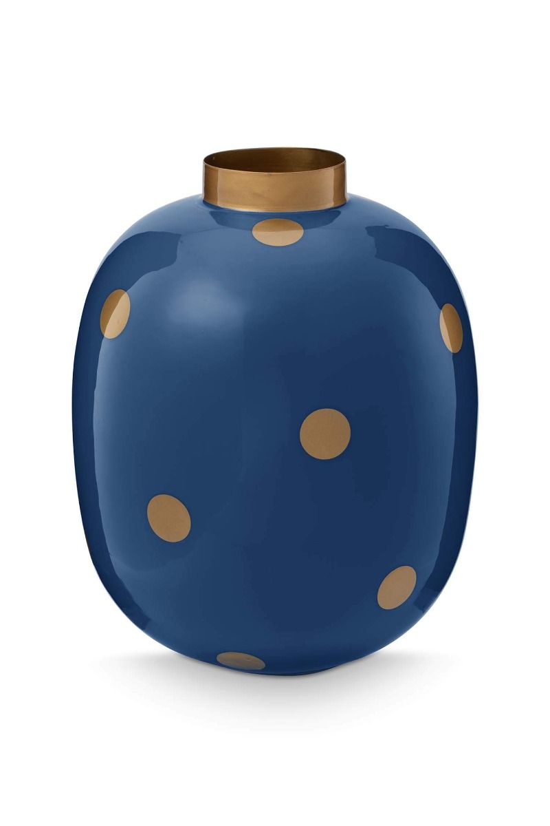 Vase Metal Dots Navy/Gold 32cm
