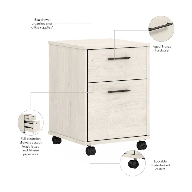 Bush Furniture Key West Mobile File Cabinet with 2 Drawers