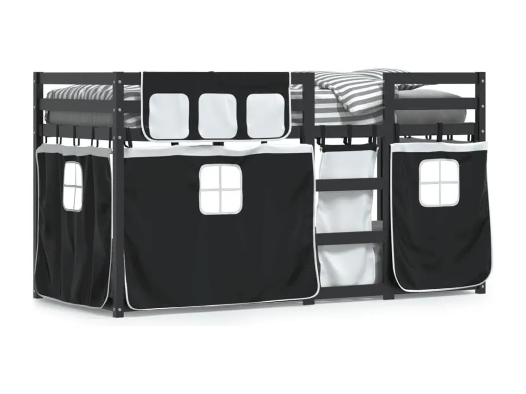 Decocasaes Litera con cortinas Decocasaes maciza Decocasaes blanco y negro 90x200 cm 76246ftht