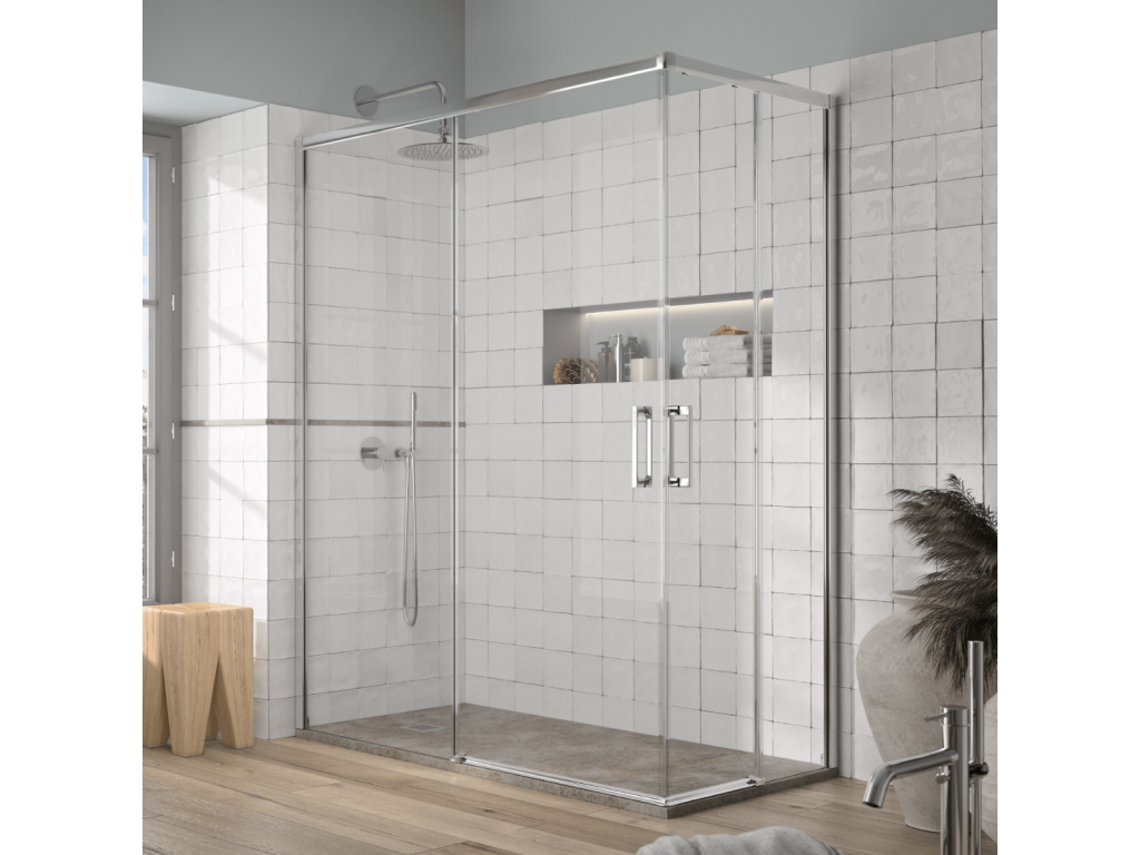Angular de ducha 2 Fijos + 2 Puertas Correderas YOKO 80 cm