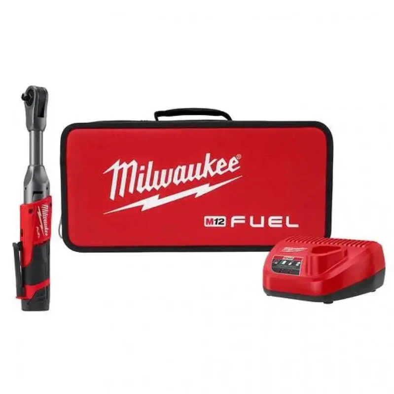 Milwaukee M12 FUEL 3/8-Inch Extended Handle Ratchet With 2.0 Ah Battery And Charger - 2560-21
