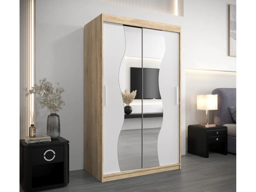 Armario Nidovia puertas correderas, 200x120x62 cm, color blanco lcw3502280