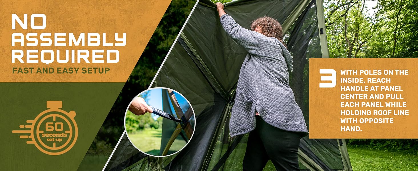 Clam PortableCanopy Shelter, Brown w/ Clam Quick Set Wind & Sun Panels (3 Pack)