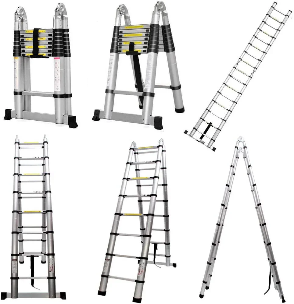 Bowoshen Telescopic Ladder 16.5 ft Aluminum 8 x 2 Steps 330 lb - Image 6 Bowoshen Telescopic Ladder 16.5 ft Aluminum 8 x 2 Steps 330 lb - Image 6