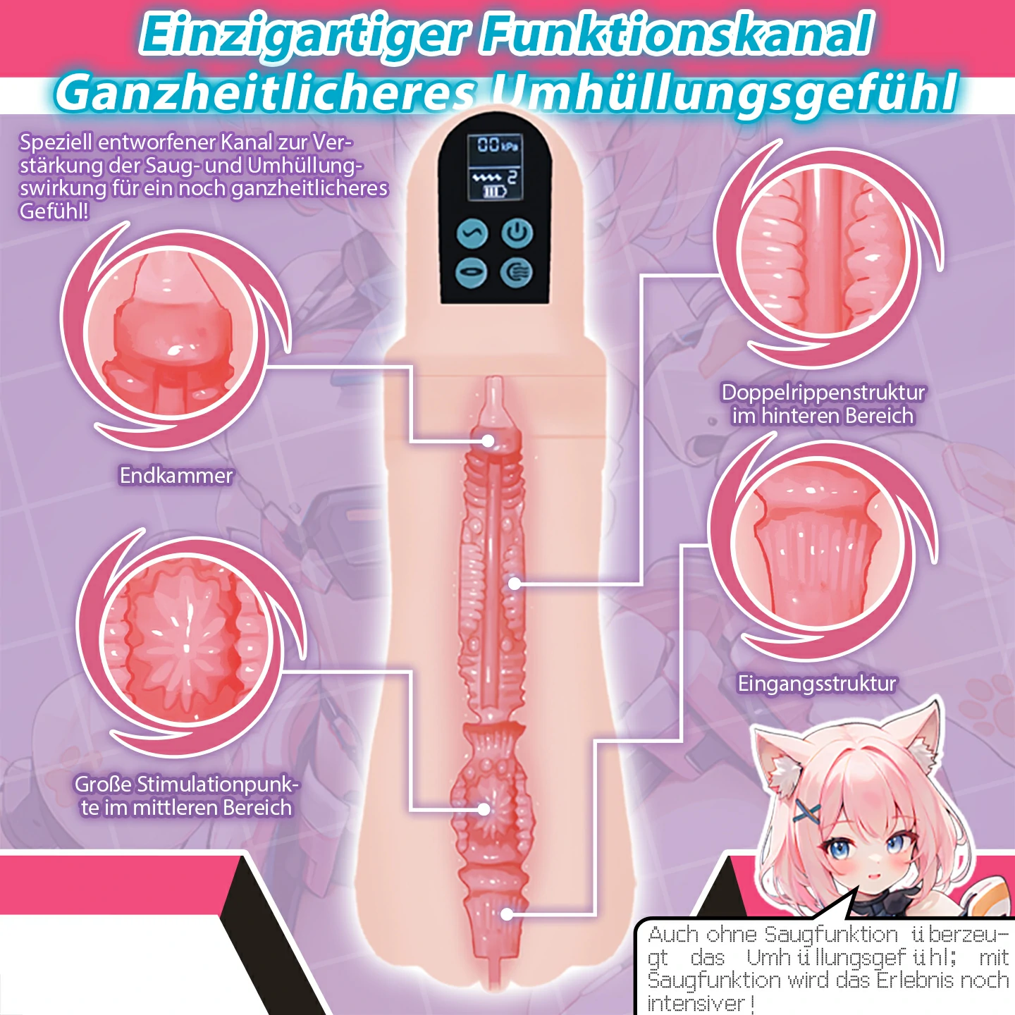 Dr.YUU Aishe V2 elektrischer Masturbator mit 9 Vibrationsstufen und intelligenter Saugfunktion – Bild 3