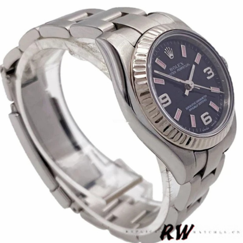 Rolex Oyster Perpetual 176234 Black Dial Fluted Bezel 26MM Lady Replica Watch