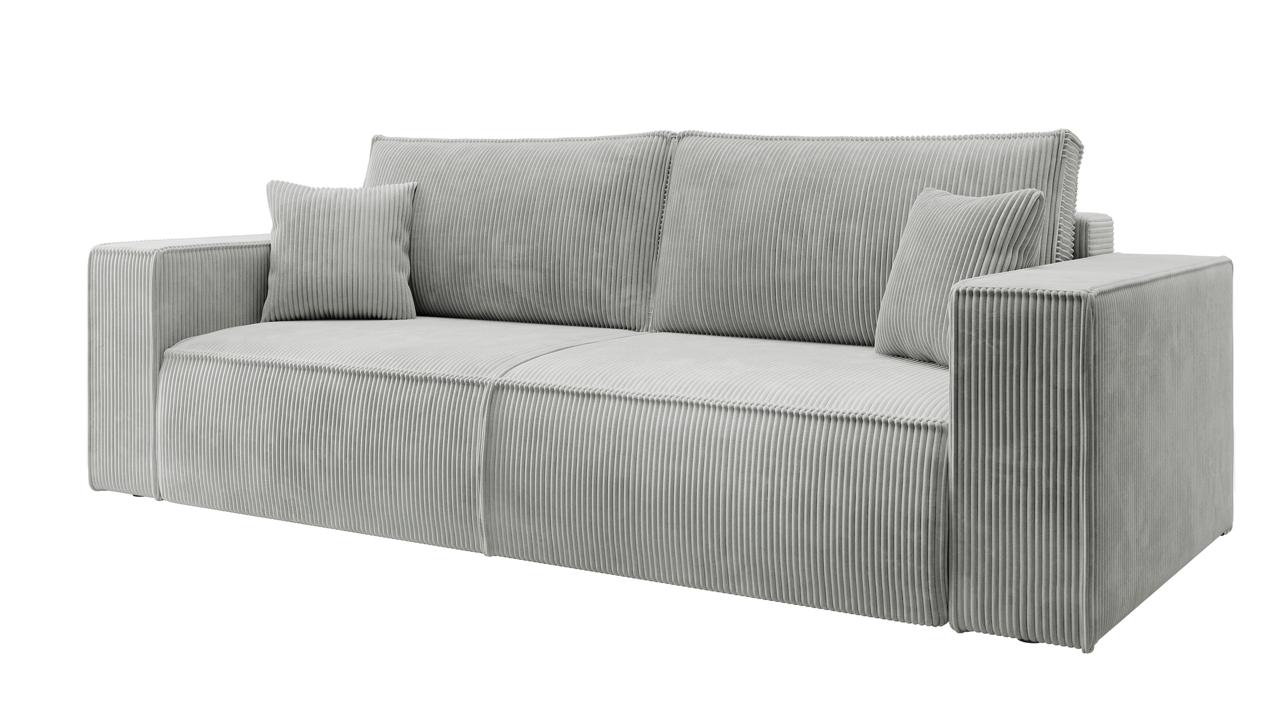 Sofá cama de 3 plazas en terciopelo canalé gris claro eu2609s0