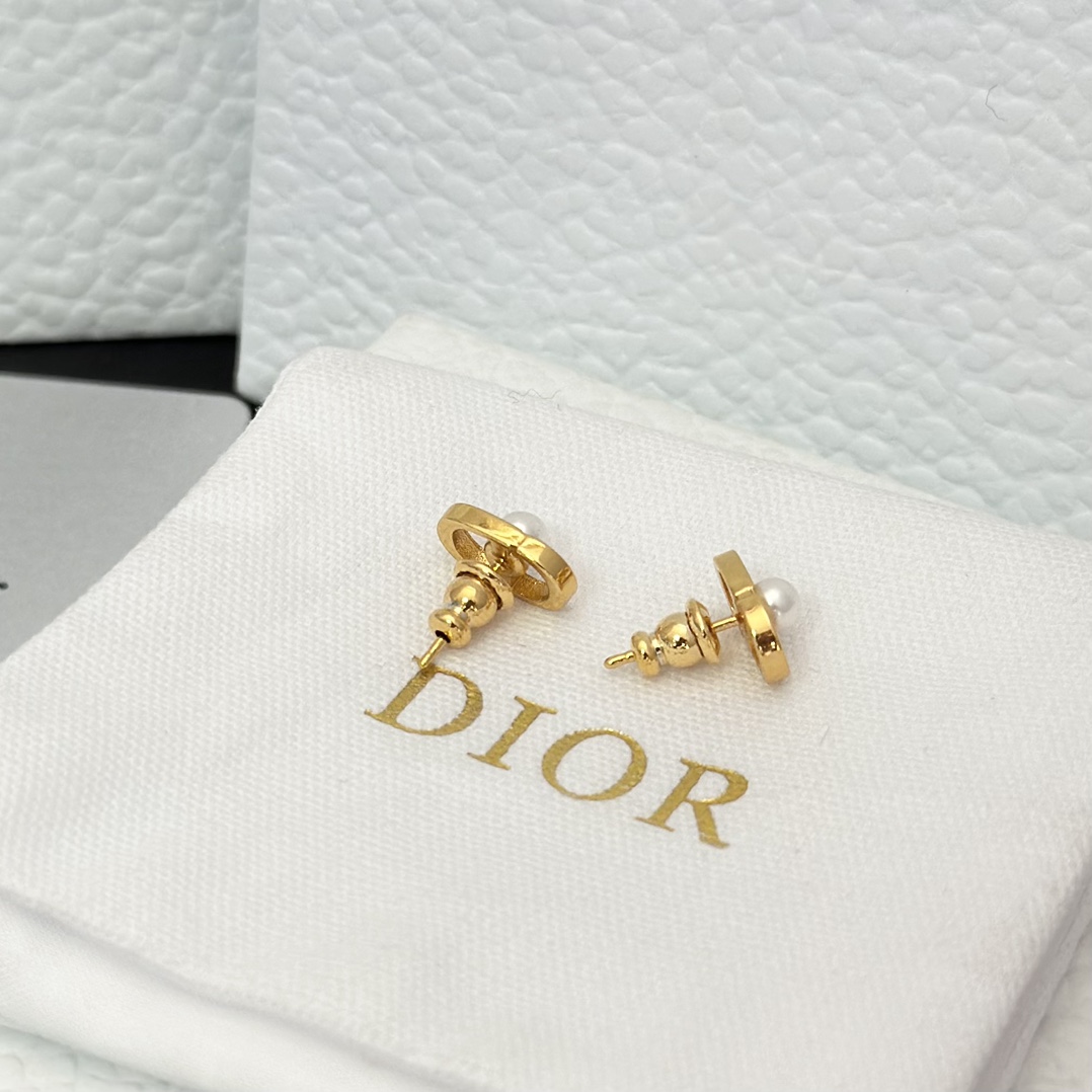 Dior Pearl Paved CD Stud Earrings - Original Replica Club