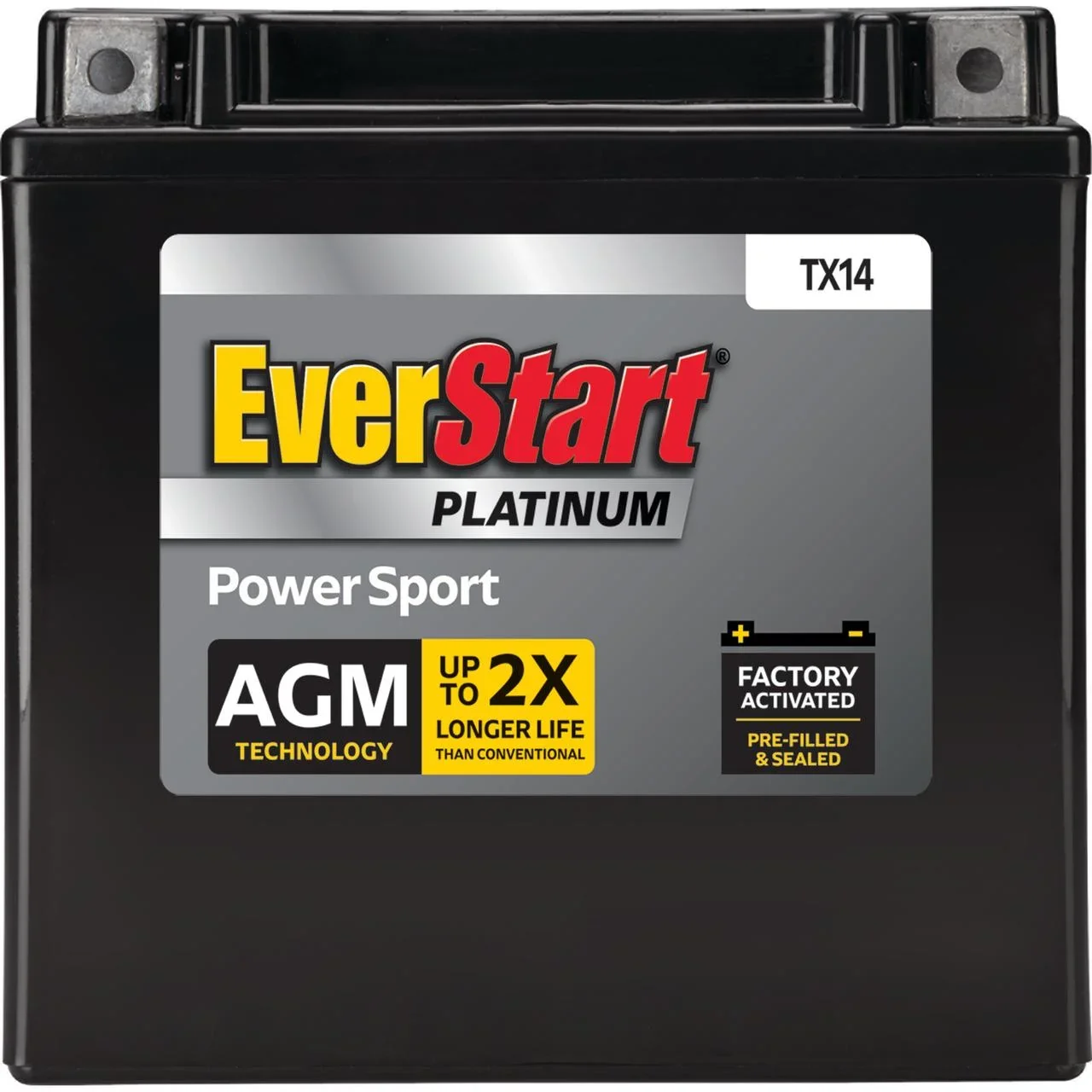 EverStart Platinum BOXED AGM Power Sport Battery, Group Size TX14 12 Volt, 200 CCA