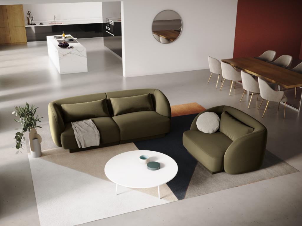 Sillón Cozetiq de terciopelo verde - 103x90x70cm